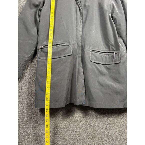 Talbots Coat Womens Petite Medium Black Barn Jacket Corduroy Collar Lined - Picture 6 of 6